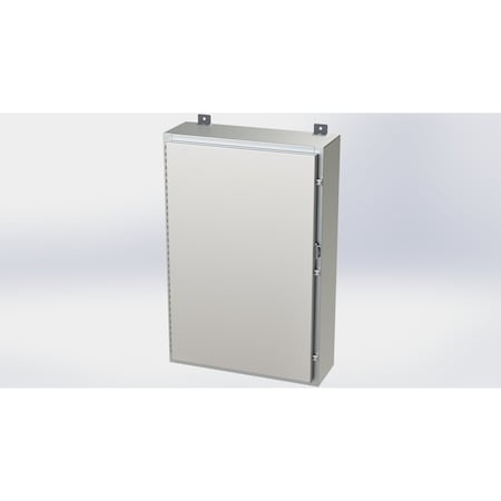 Saginaw Control & Engineering Padlockable Hasp Electrical Enclosures, 36 in H, 8 in D, 24 in W, NEMA 4X, 304 Stainless Steel SCE-36H2408SSLP